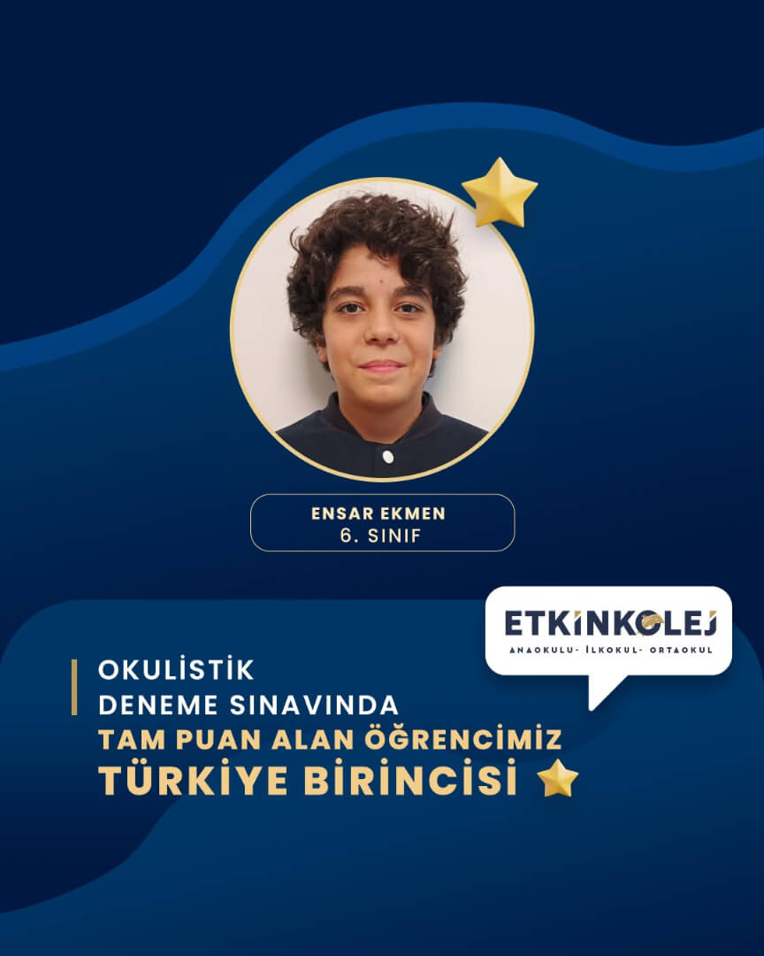 Etkin Kolej | Okulistik Deneme Sınavında Tam Puan Alan Öğrencimiz Türkiye Birincisi
