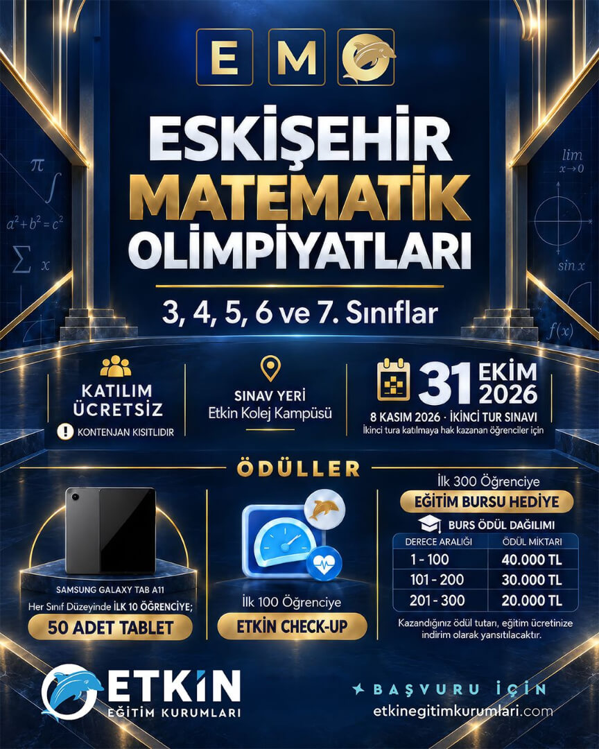 Etkin Kolej | Eskişehir’in en prestijli yarışması Eskişehir Matematik Olimpiyatları (EMO) 31 Ekim 2026'da Başlıyor!