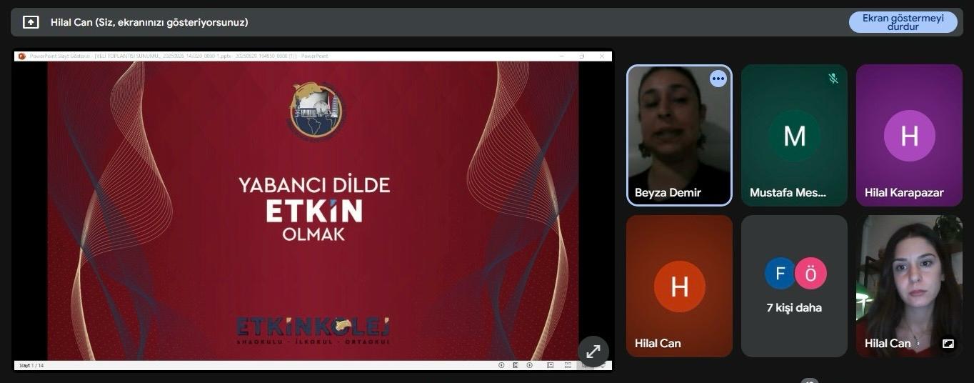Etkin Kolej | Yabancı Diller Bölümü Online Veli Toplantısı